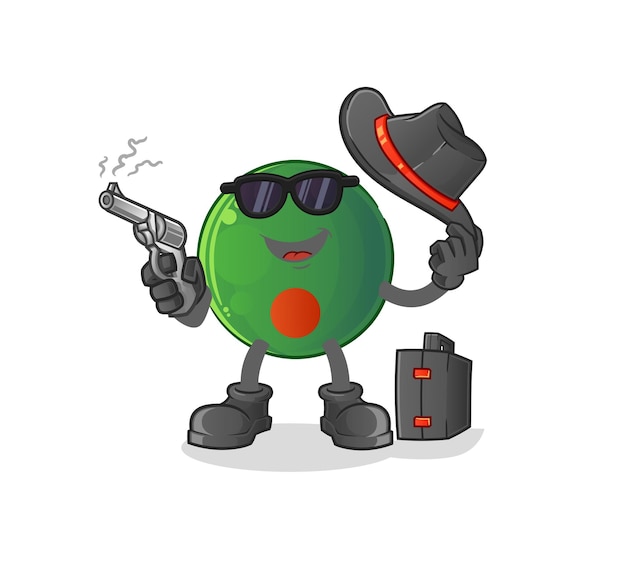 Vector bangladesh flag mafia with gun character cartoon mascot vector