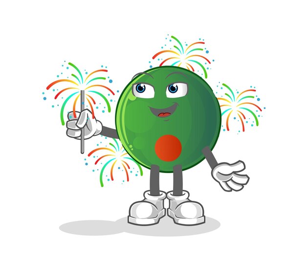 Bangladesh flag with fireworks mascot cartoon vector