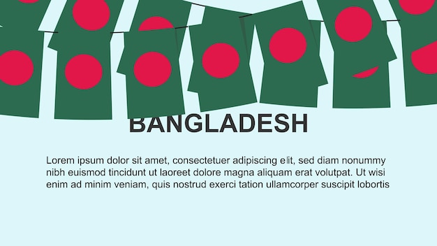 Bangladesh flags hanging on a rope celebration and greeting concept independence day