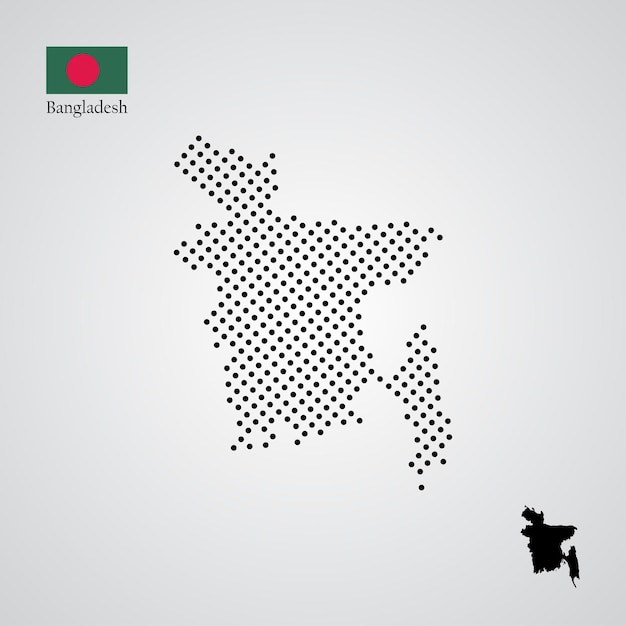 Bangladesh kaart silhouet halftone stijl