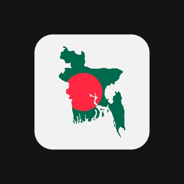 Bangladesh map silhouette with flag on white background