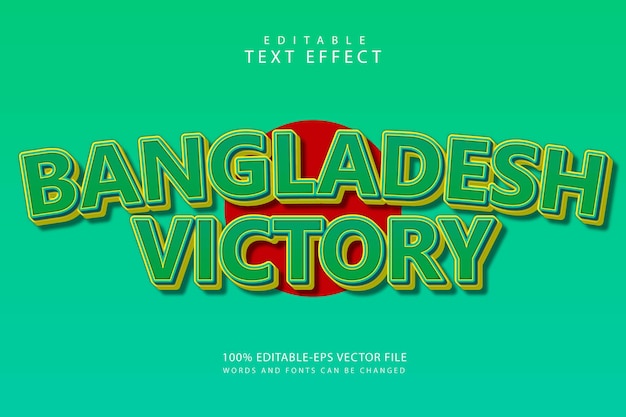 Bangladesh overwinning bewerkbaar teksteffect 3 dimensie reliëf moderne stijl