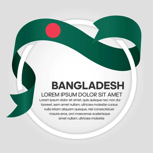 Bandiera del nastro del bangladesh, illustrazione vettoriale su sfondo bianco