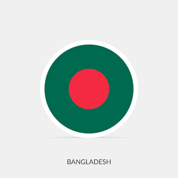 Vector bangladesh round flag icon with shadow