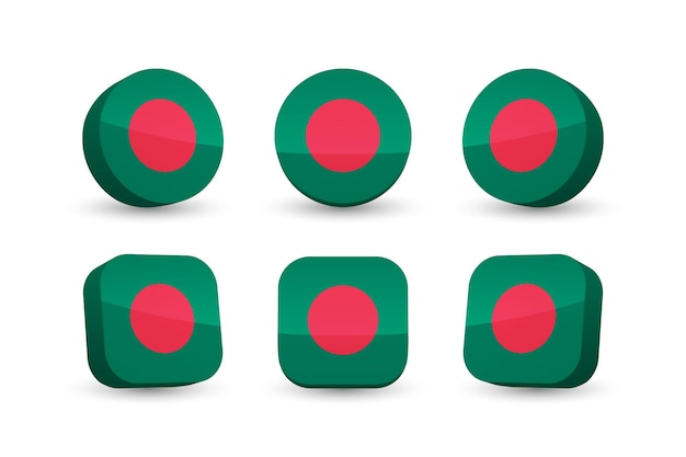 Bangladesh vlag 3D vector illustratie knop vlag van Bangladesh geïsoleerd op wit