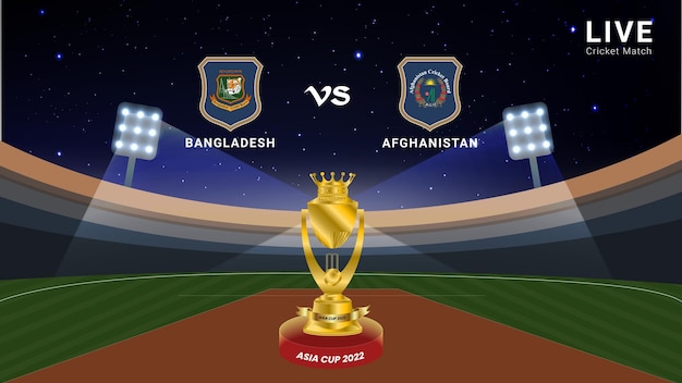 Vettore bangladesh vs afghanistan in diretta partita di cricket della coppa d'asia 2022