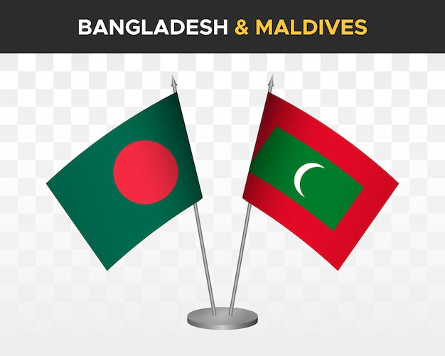 Бангладеш против Мальдивских островов стол флаги макет изолированные 3d векторные иллюстрации флаги таблицы