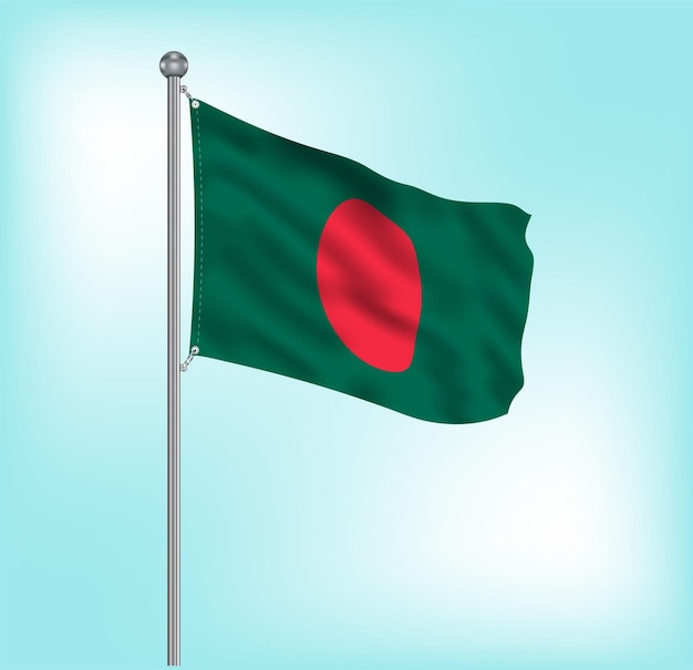 Bangladesh zwaait met de vlag op de vlaggenmast