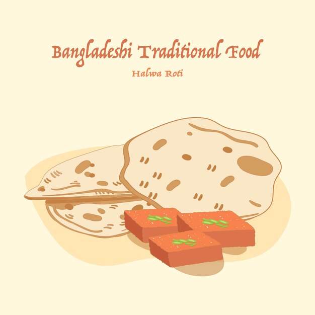 Vector bangladeshi traditional eid food halwa roti