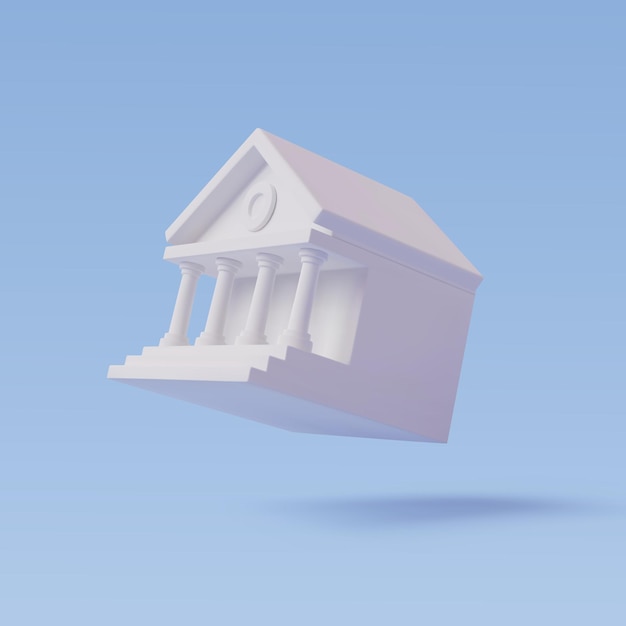 Иконка банка 3d изолирована на синем финансовом и цифровом кошельке концепция eps 10 vector