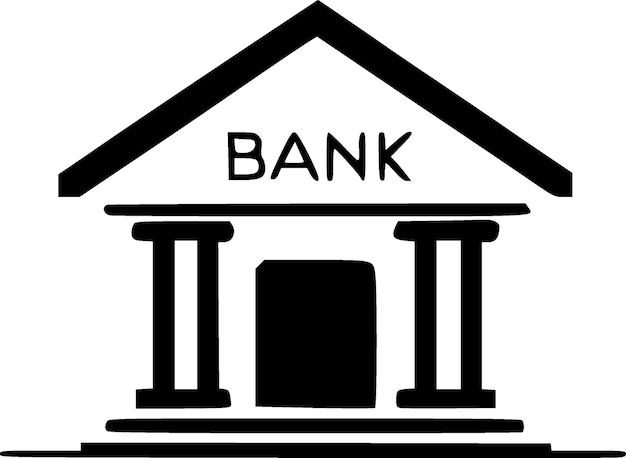 Bank Black and White Vector illustration