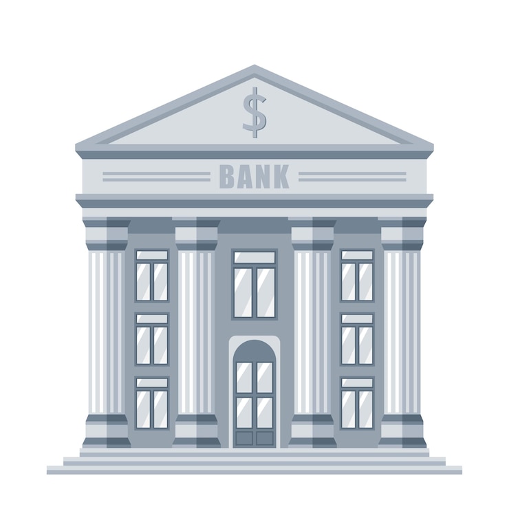 Vector bank building architecture cartoon vector illustration isolated object