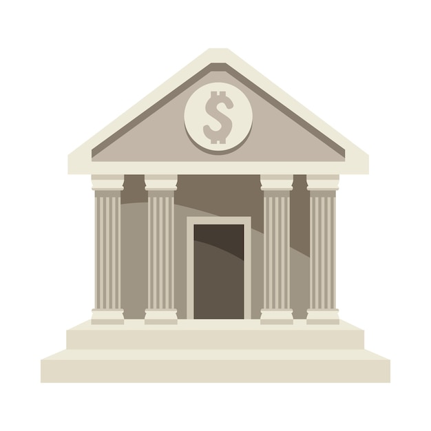 Vector bank building front isolated icon