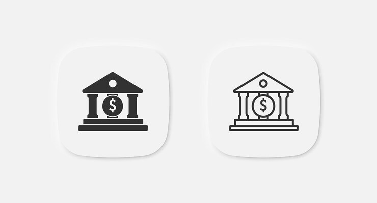 Bank building icon Finance sign Money symbol Investment icons Vector isolated sign
