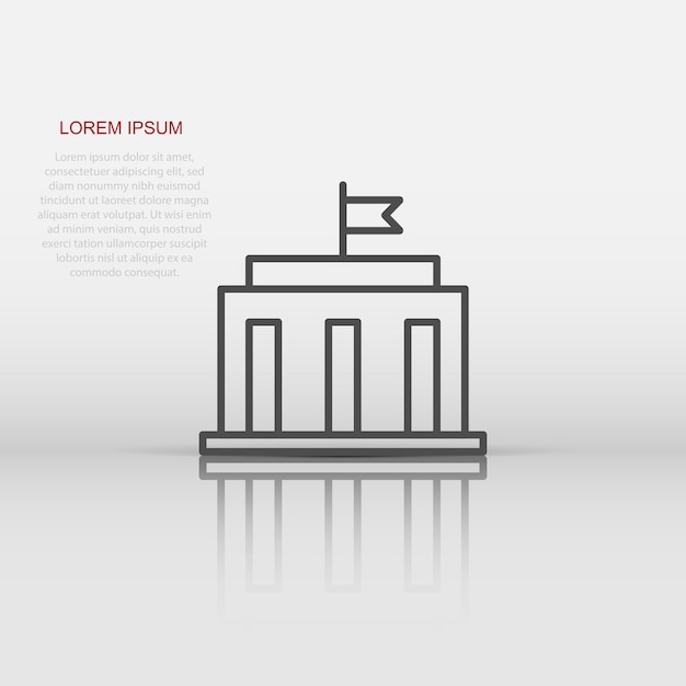 Bank building icon in flat style Government architecture vector illustration on white isolated background Museum exterior business concept