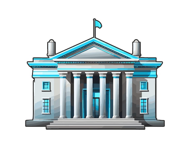 Icona del vettore piatto dell'illustrazione della costruzione della banca