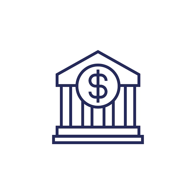 Bank building line icon vector