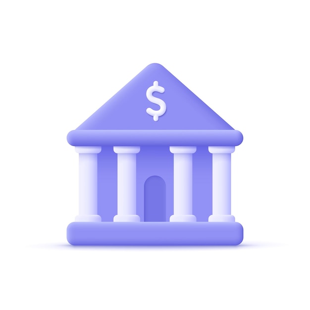 Bank building online banking finance bank transactions bank service 3d vector icon cartoon minimal style