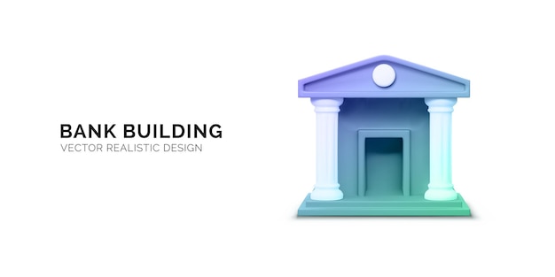 Банковское строительство онлайн-банкинг или банковские операции и концепция обслуживания 3d реалистичная иллюстрация в мультяшном стиле вектор