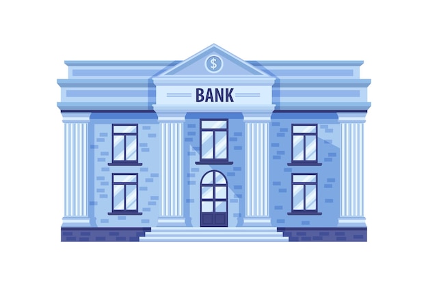 Bank building with blue marble entrance pillars