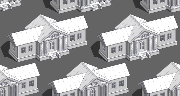 Vector bank buildings seamless background, backdrop for financial business or banking website or economical theme ads and information, credits and savings, vector wallpaper or web site background.