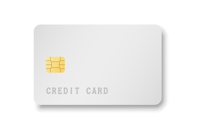 Blank credit card. White realistic atm card for shopping payments with chip  mockup. Banking debit plastic isolated vector design template Stock Vector