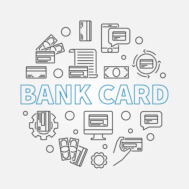 Bank Card round outline illustration