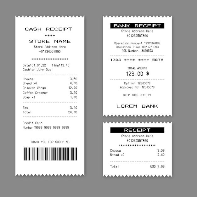 Vector bank and cash receipt editable vector