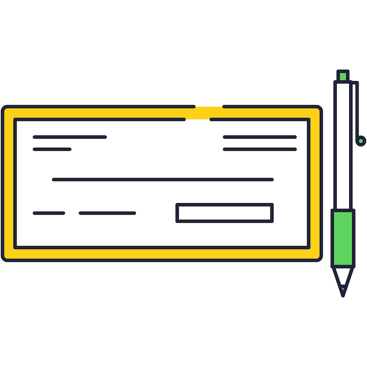 Vector bank check and pen vector icon design