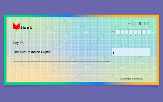 Vector bank cheque design rupee relief background