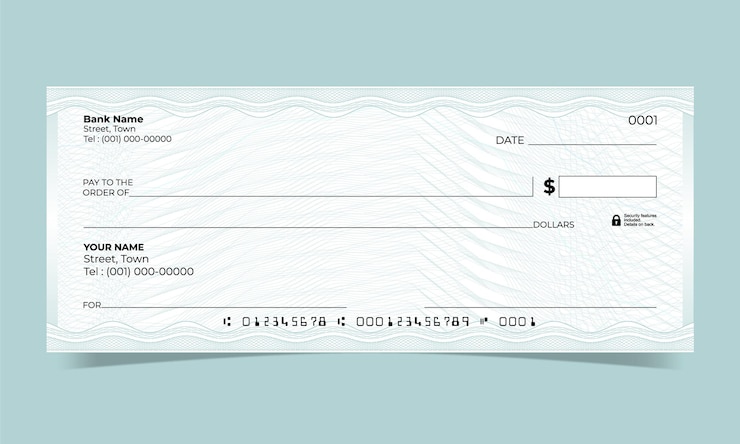 Bank cheque design with guilloche pattern