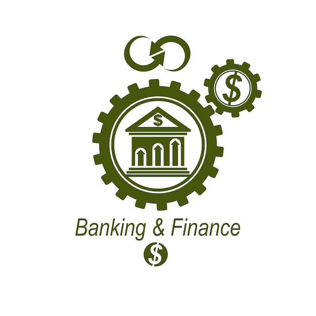 Bank conceptueel logo, uniek vectorsymbool. Banksysteem. Het wereldwijde financiële systeem. Omloop van geld.