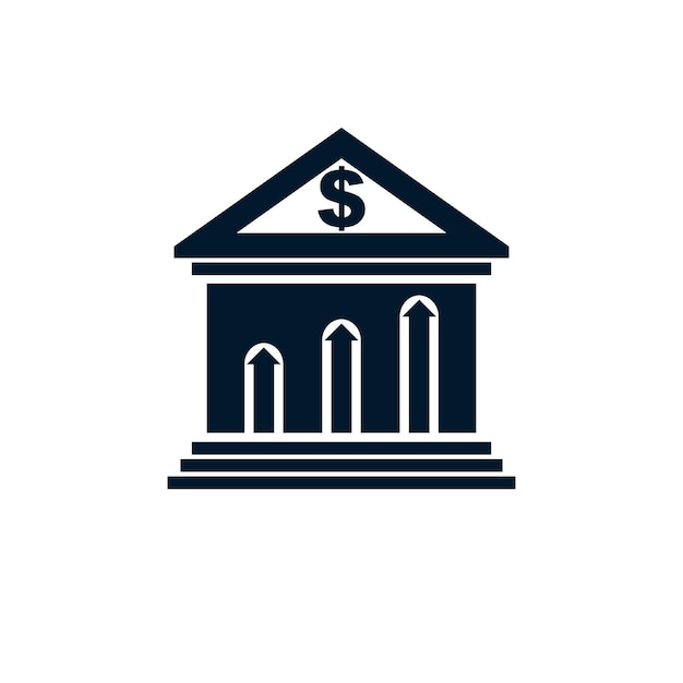 Bank conceptueel logo, uniek vectorsymbool. Banksysteem.