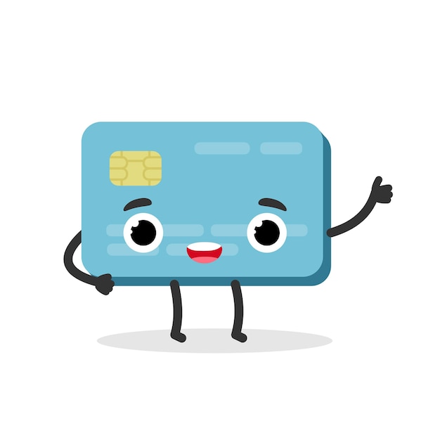 Bank credit card cute character in cartoon style