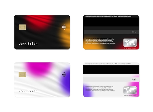 ベクトル 銀行のクレジットカードテンプレート抽象的な黒と白の背景クレジットカードとデビットカードのレイアウト