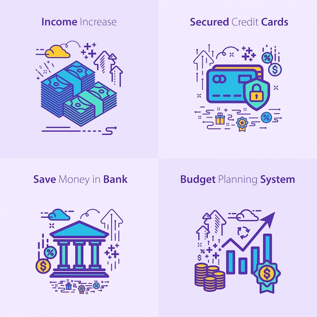 Bank- en financiewezen icon set concept