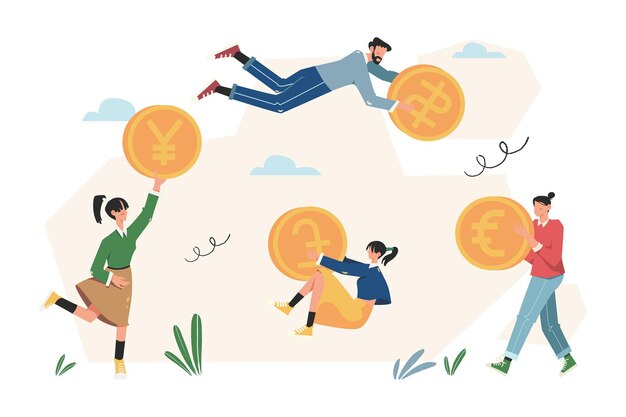銀行融資、両替、金融サービス、ATM、お金の配給