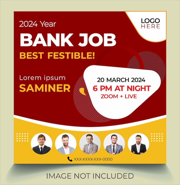 Bank job or career Instagram post design template vector