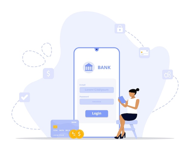 Bank login concept illustration