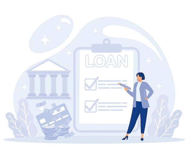 Vettore difficoltà finanziarie per il prestito studentesco per l'erogazione del prestito del concetto di servizio bancario