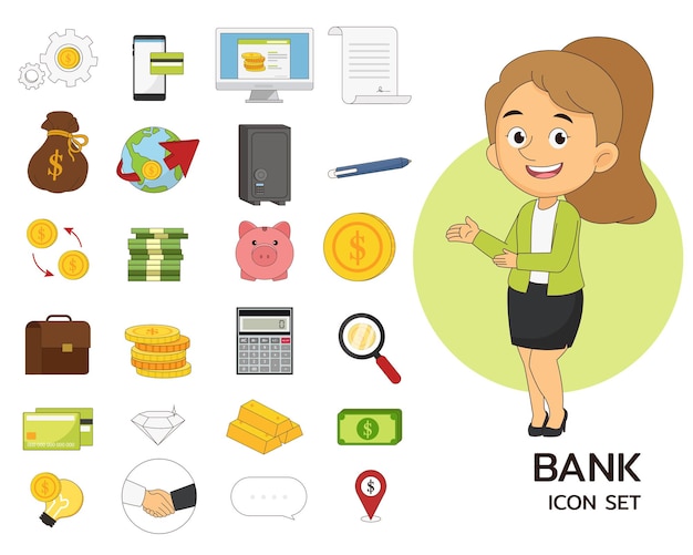 Bank set concept flat icons