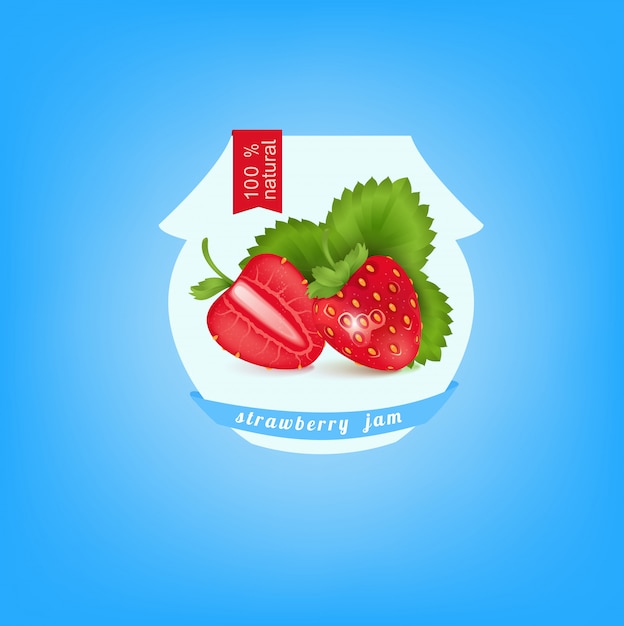 Vector bank sticker with strawberry jam