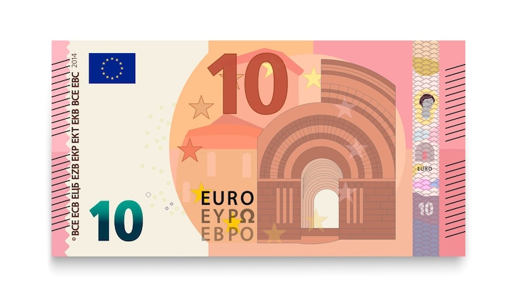 Vector bankbiljet van tien euro geïsoleerd op witte achtergrond