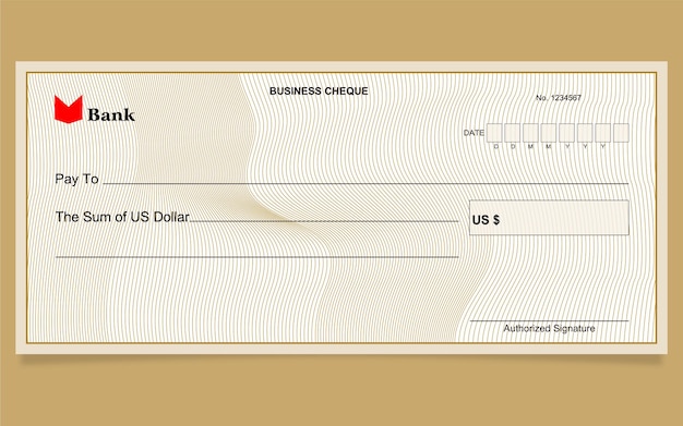 Bankcheque ontwerp, USD, guilloche achtergrond