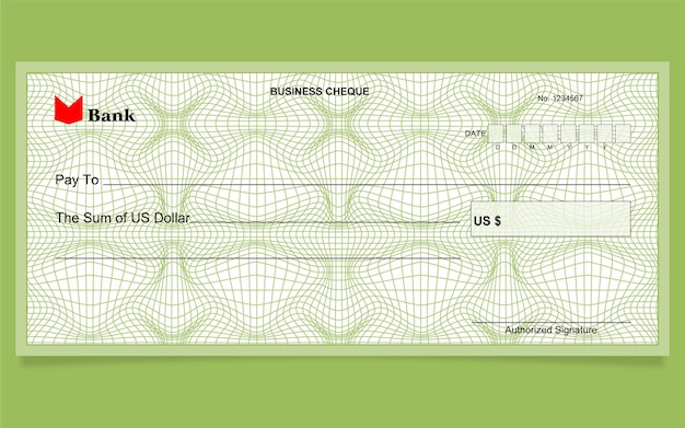 Bankcheque ontwerp USD guilloche achtergrond