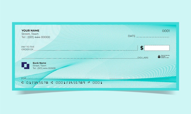 Bankcheque, ontwerp van bankcheque, vectorformaat