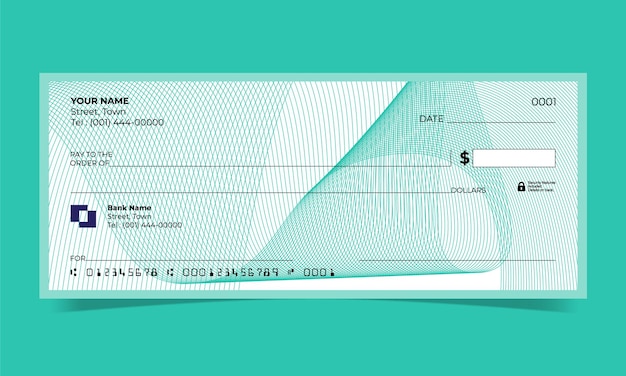 Bankcheque, ontwerp van bankcheque, vectorformaat