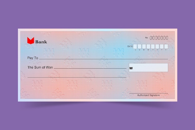 Bankcheque ontwerp WON Reliëf achtergrond