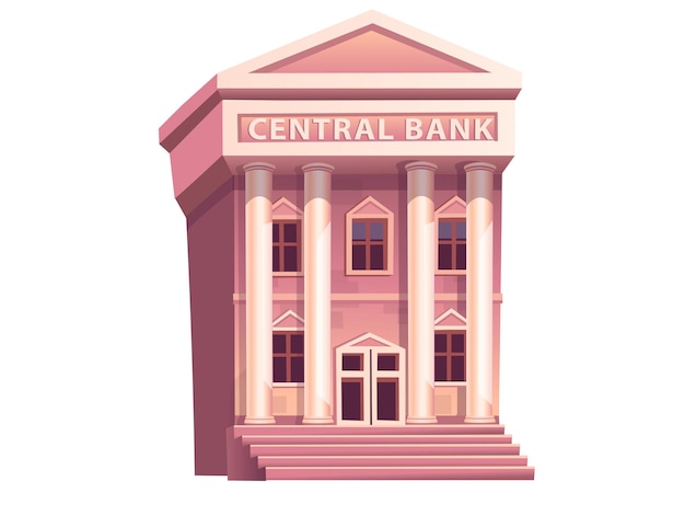 BankElement для города с банком для игр и мобильных приложенийВекторная иллюстрация в мультяшном стиле