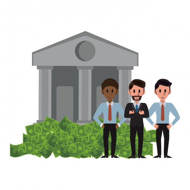 Premium Vector | Bankers over bank building